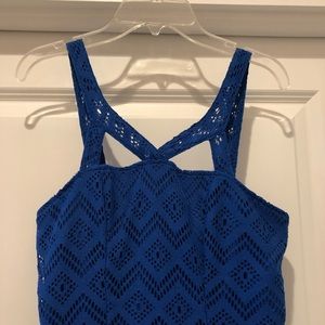 Royal blue high low dress.